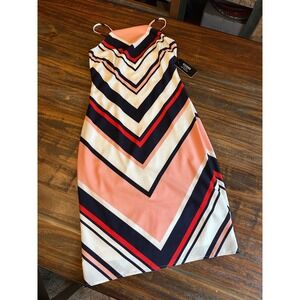 Guess Chevron Stripe Spaghetti Strap Midi Dress Casual Summer Size 0‎